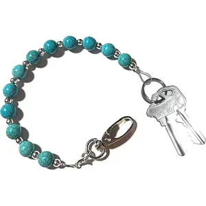 Key Keeper 12" Turquoise Women's Beaded Strap Chain Finder Organizer Wallet Purse Holder Anti-Lost Ring