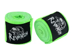 Revansh Sports Neon Green Handwrap Made of Polycotton with Black Logo for Enhanced Grip and Support