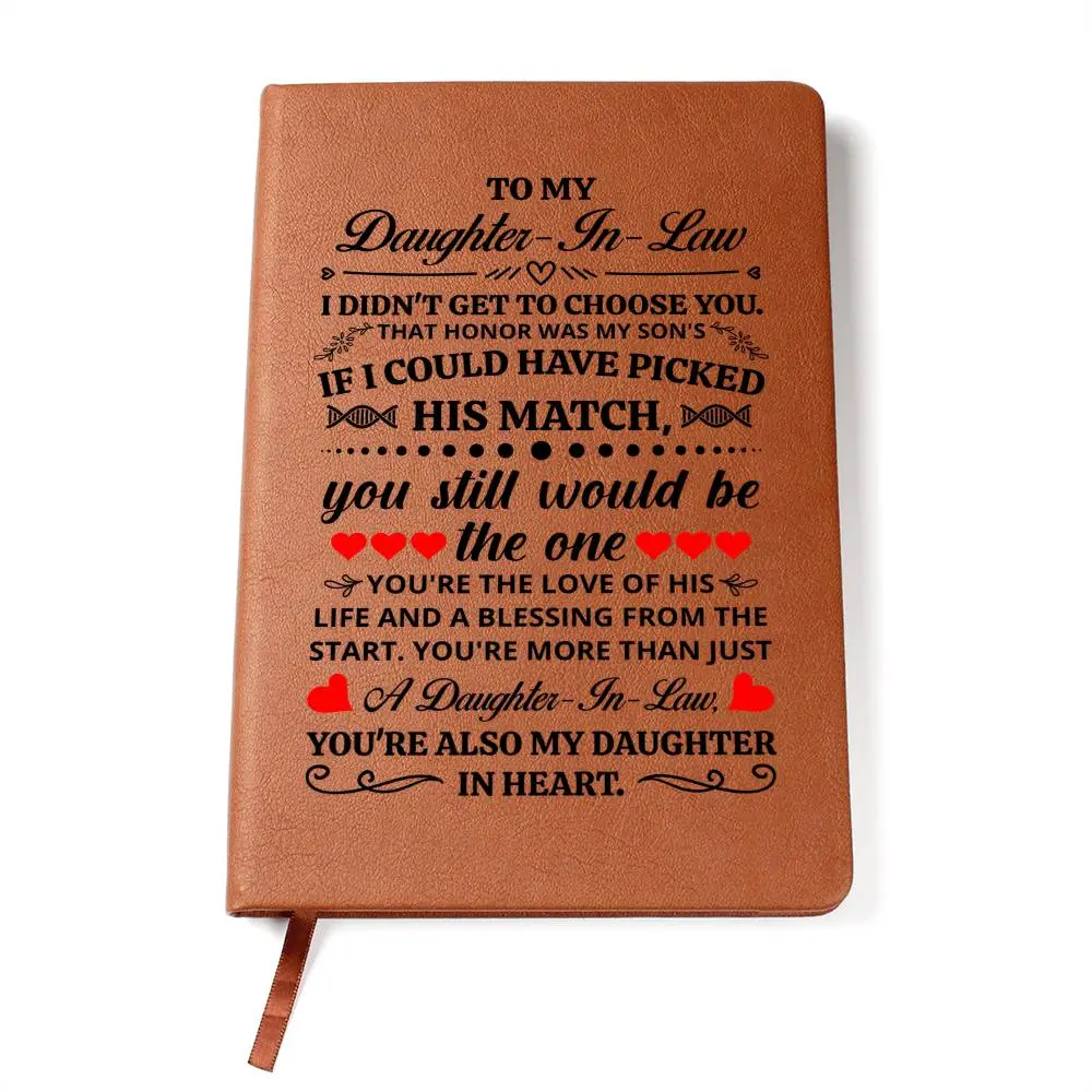Sentimental Faux Leather Journal for Daughter-in-Law - 200-Page Office Stationery, Custom Print Graphic Notebook for Organizing & Daily Use, Journaling Supplies