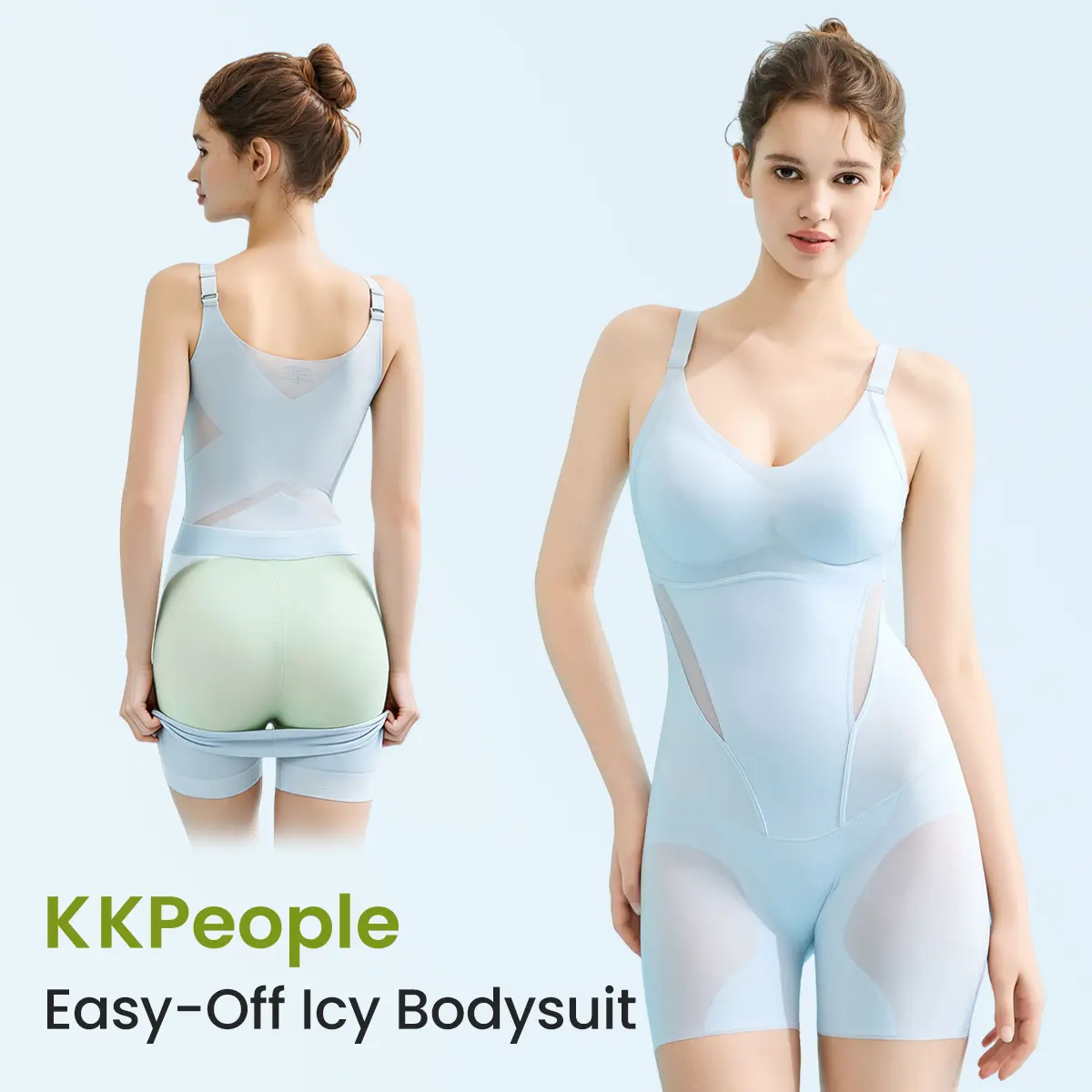 (KKPeople Easy-Off Icy Bodysuit) Tummy Control Butt Liftter Faja Shapewear Ultra Thin Breathable Cooling Shapewear Bra Free Tummy Control Butt Lifter Seamless Body Shaper For Summer