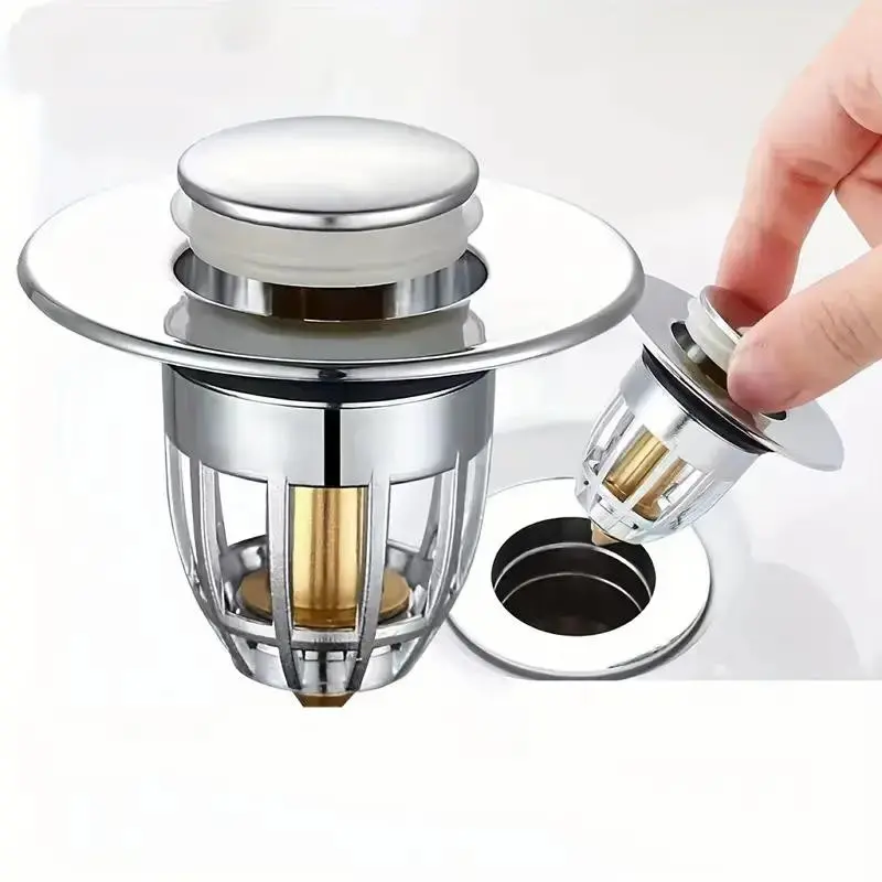 Universal Bathroom Sink Plug, Anti-Clog Bathtub Drain Stopper, Press Type Bath Tub Plug, Round Multifunction Water Stopper, Durable Construction, Efficient Drainage, Easy Cleaning, Home Essentials