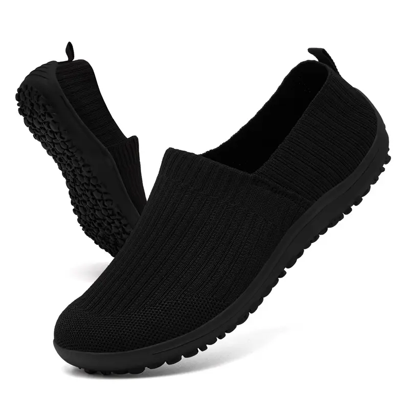 Women's Low-Top Barefoot Wide Toe Box Casual Sneakers - Soft-Soled, Rubber, Flat, Slip-On Everyday Walking Shoes, Classic Design, Valentine's Day Gift Option, Soft Soled Shoes, Rubber Walking Shoes
