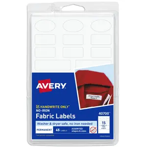 Avery No Iron Clothing Labels White, Assorted - Pack 45