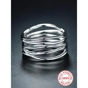 925 Sterling Silver Tiered Layered Design Stacking Rings, Fashion Accessories for Women & Girls, Trendy All-Match & Exquisite Jewelry for Birthday Gift