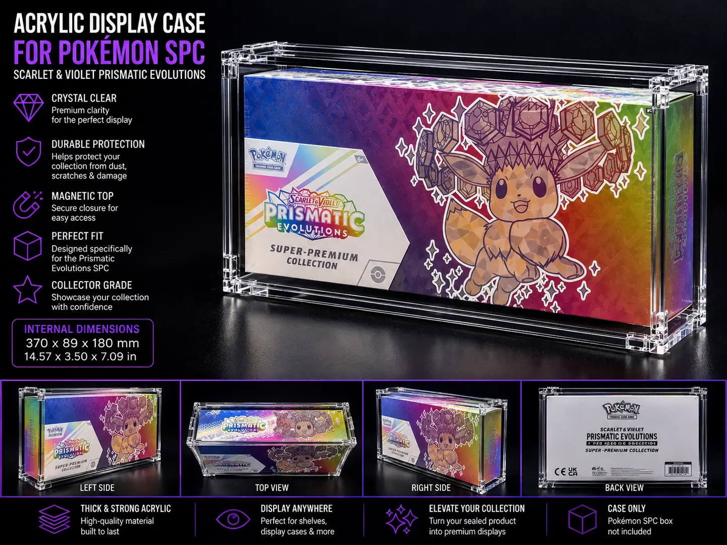 Pokemon Prismatic Evolutions SPC Acrylic Display Case Protector Super Premium
