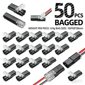50pcs 2-Pin Double-Wire Plug-in LED Light Strip Connectors, Low Voltage Secure Plug Connectors with Locking Buckle, Fast-Connect for Home & Automotive Wiring,summervibes