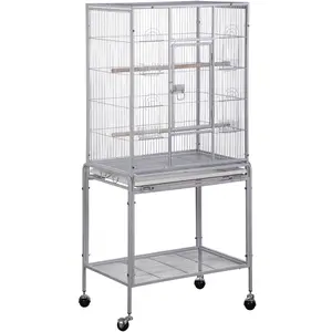 Segawe 53" Rolling Bird Cage Large Wrought Iron Cage Lovebird House with Rolling Stand White Segawe 53" Rolling Bird Cage Large Wrought Iron Cage Lovebird House with Rolling Stand White