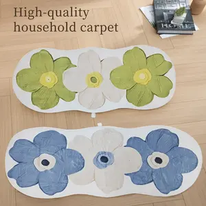 Oil painting style flowers imitation cashmere carpet bedroom bay window bedside carpet mat thickened living room tea table sofa cushion