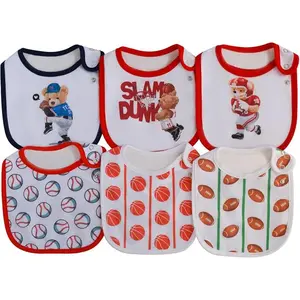 6 Pack Waterproof Cotton Baby Bibs for Girls Boys for Drooling Eating  newborn infant toddler 1-3 year old