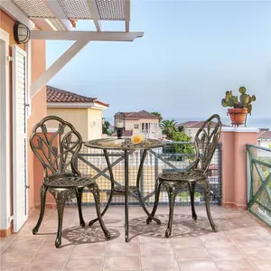 Costoffs 3-Piece Vintage Tulip Patio Bistro Set - Antique Metal Outdoor Furniture Set with Umbrella Hole, Patio Furniture for Garden, Porch, Patio Furniture Set, Outdoor Patio Furniture