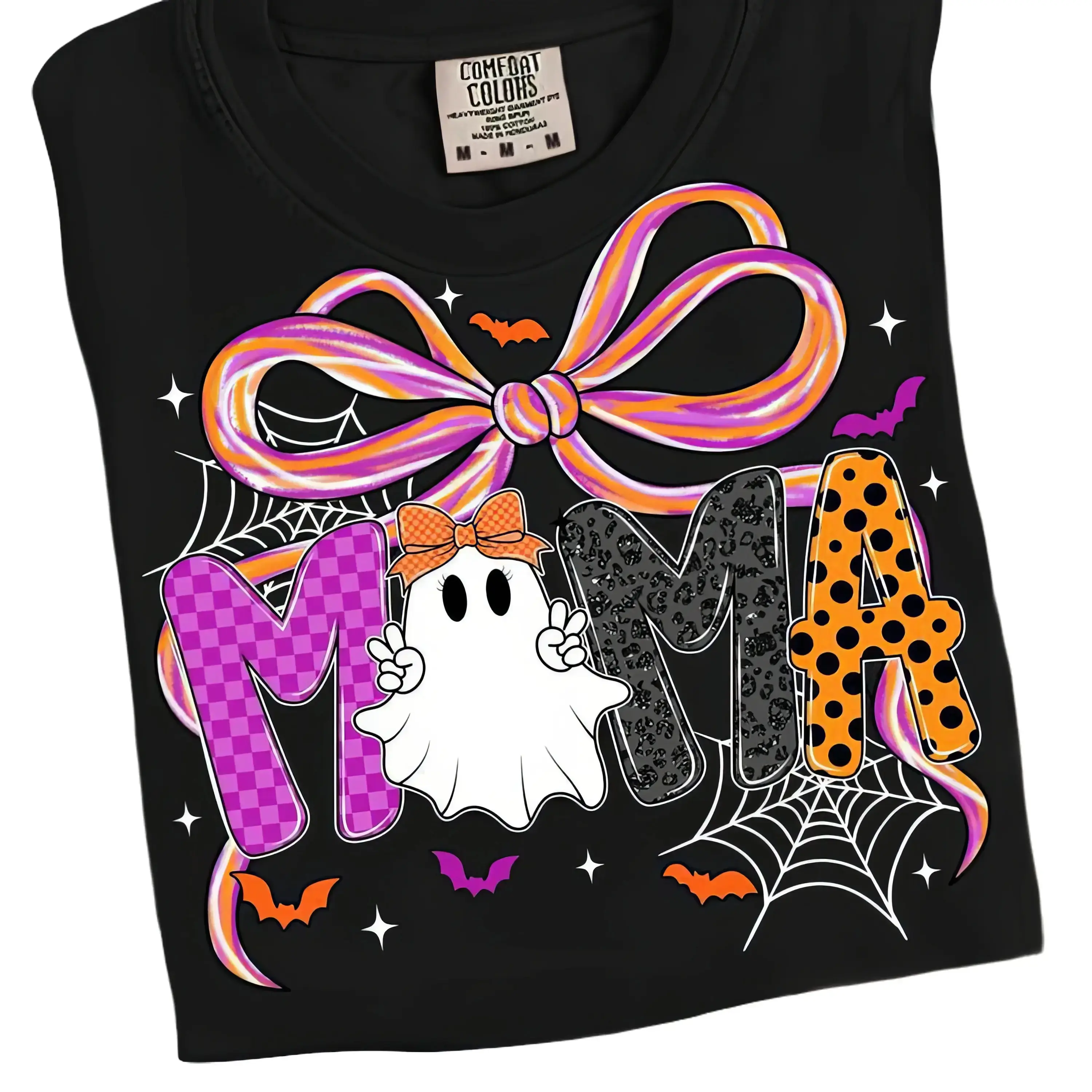 100% Cotton Comfort Colors Mama Halloween Coquette shirt Preppy Halloween Mama Bow Pumpkin Mama Gifts Cozy Fall Gift , Gift for Her y2k unisex graphic versatile short sleeve  day gift shirt breathable summer casual loose fit crew neck bold graphic smooth