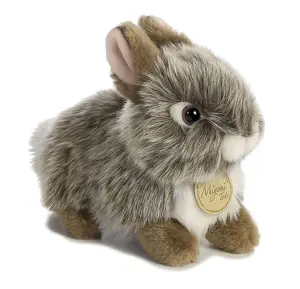 Aurora Miyoni Tots Baby Bunny Stuffed Animal — Lifelike Gray Plush Bunny with Soft Textured Fur — Cherished Companion — 7 Inches