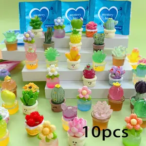 10 Piece Plant Flower Potted Random Independent Packaging Real Color Glow-In-The-Dark DIY Miniature Simulation Model Figurines Desk Decor Creative Home Decor Gift