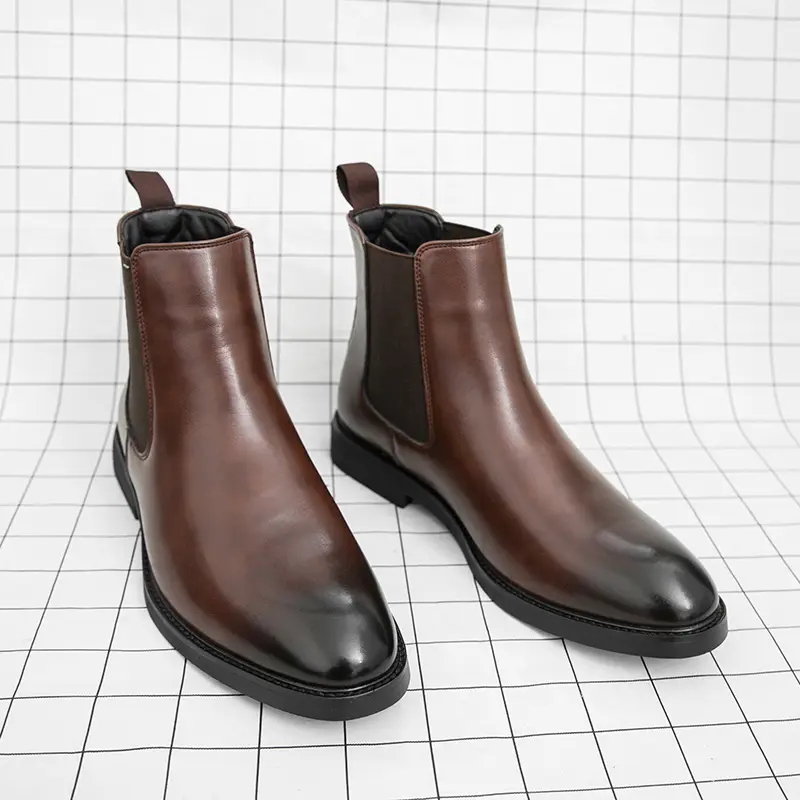 Men's Classic design ankle boots Fashion round-toe style, suitable for daily wear men's full-fitting shoes, suitable for daily wear suit shoes, classic American PU denim boots, fashionable Chelsea boots, Father's Day gift tiktokshopbacktoschool