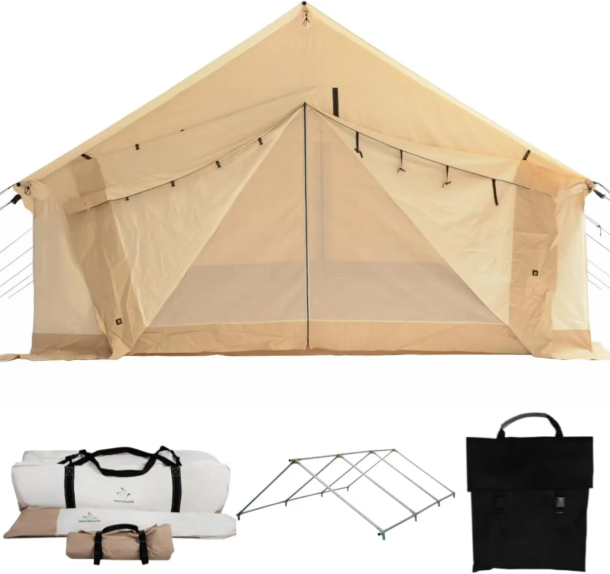JYDRTJO6Alpha Canvas Wall Tent FWR – Waterproof 4 Season Outdoor Camping & Hunting Tent w/Heavy Duty Aluminum Frame & PVC Floor for Large Groups Families & Outfitters