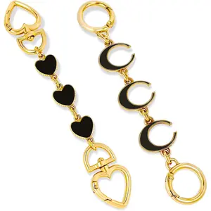 2 count Bag Extender Chain, Purse Strap Extender for Handbag, Purse Extender Chain, Bag Extension Chain Extender for Purse Handbags,  Bag Strap Extender, Black Heart & Moon