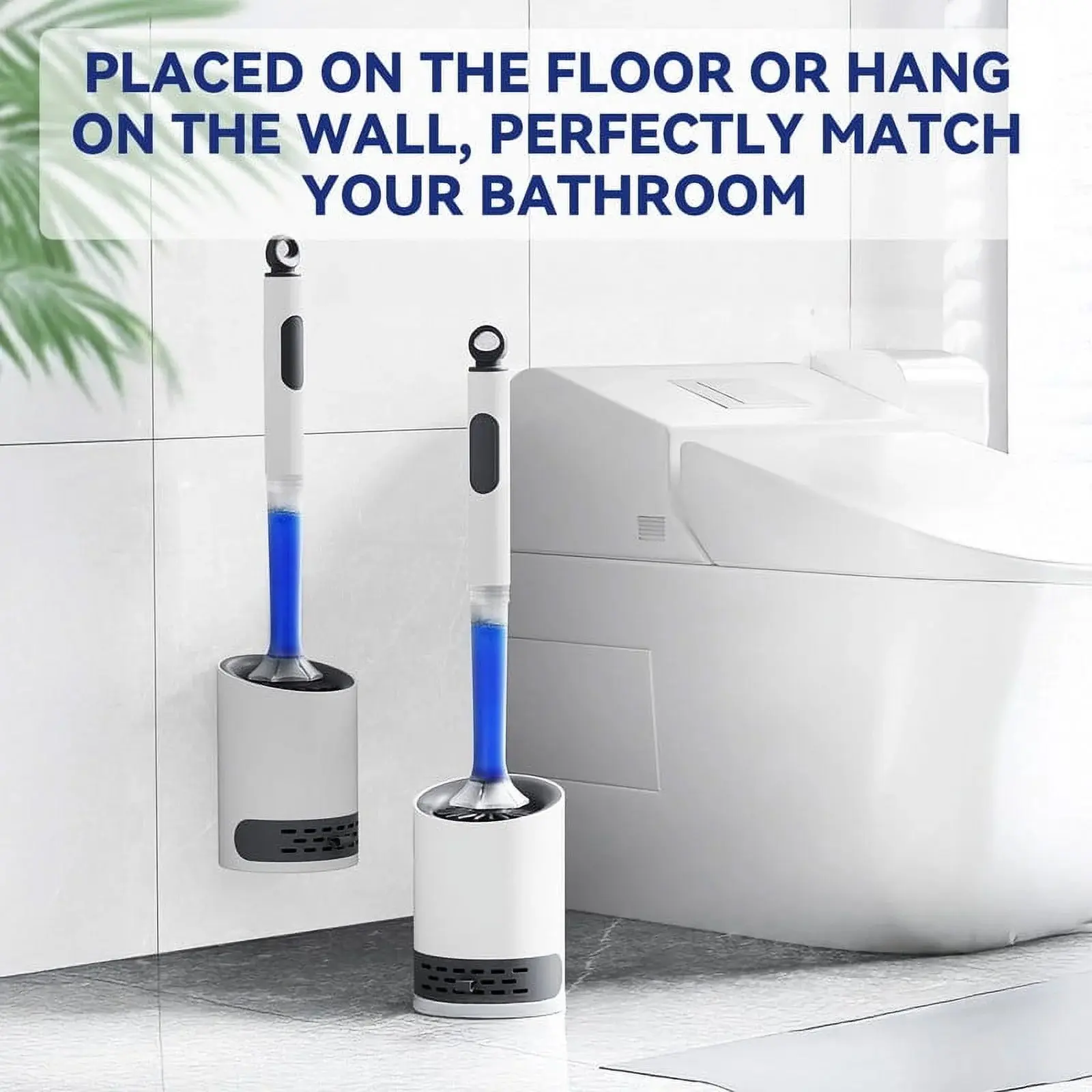 Detergent Refillable Toilet Brush Wall-Mounted Long Handle Silicone TPR Brush for Restroom Corner Cleaning Tools Bathroom Brush Cleaner Bathroom Accessories