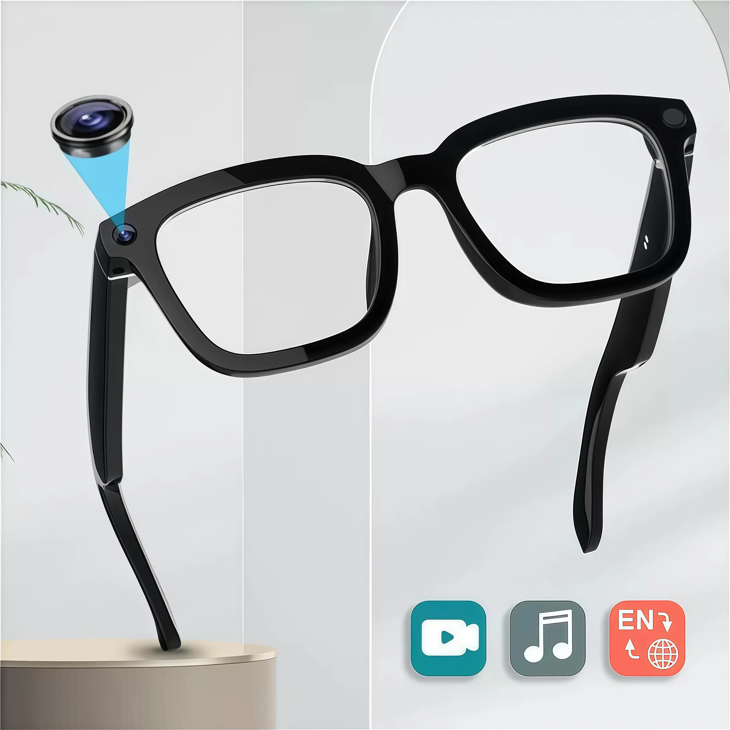 Smart AI Glasses with Camera, HD Video Recording, Real-Time AI Translation, Sunglasses with Camera, Photochromic Lenses, Smart Voice Assistant, Open-Ear Audio for Travel, Work, Music, and Daily Use | Lightweight Brand: Generic