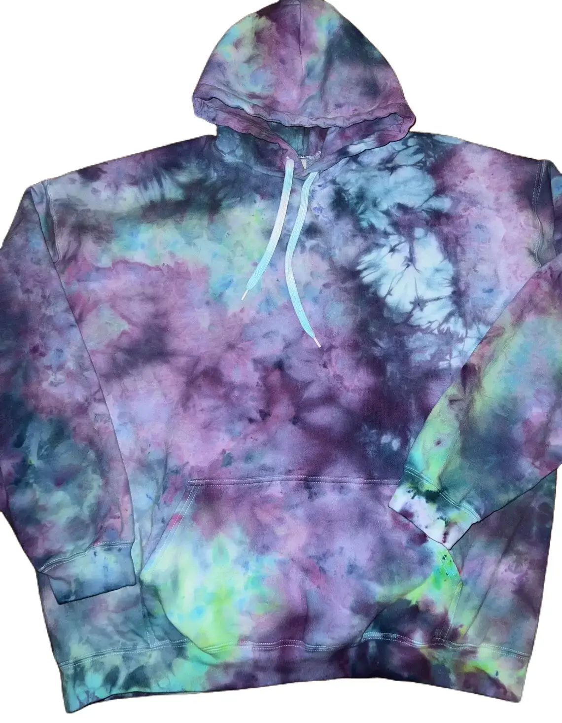 Northern Lights ice dyed hoodie, Ice dyed hooded sweatshirt, tie dyed hoodie