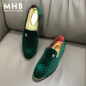 MHB Rivet Smoking Slipper Fashion Lightweight casual shoes Men's Luxury Velvet Loafers Pointed-Toe Slip-on Suede Dress Shoes men  shoes  Elegant Boy Slipon Bathroom plain color loafer fashionable color slip-on loafer summer  business  canvas  loafers