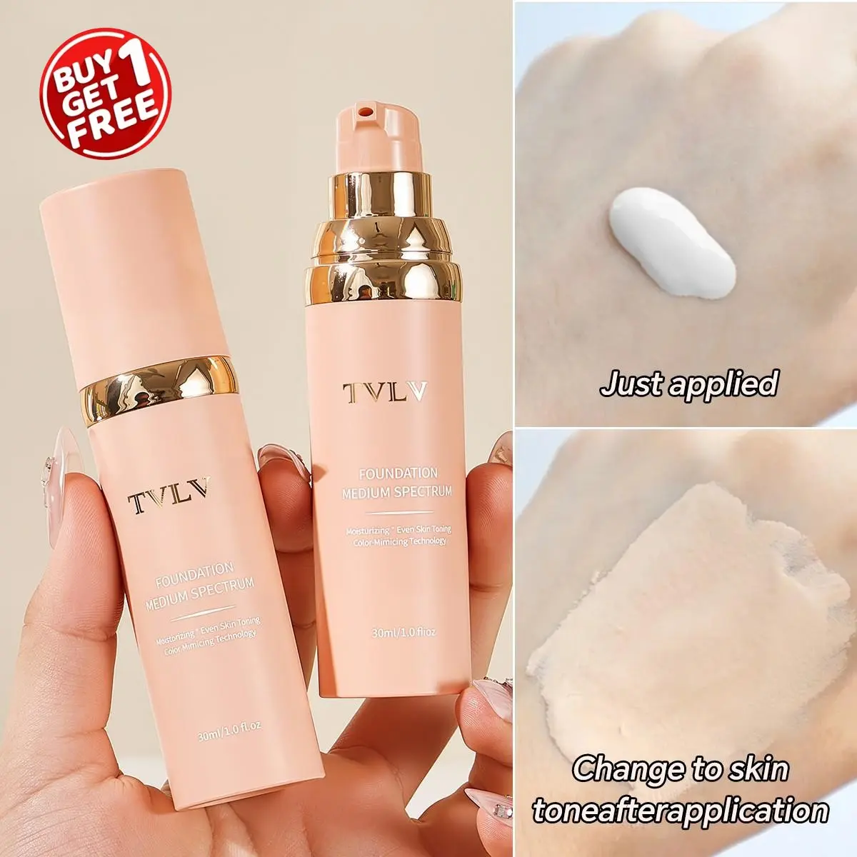 Buy One Get One Matte Liquid Long Wear Natural Finish Foundation, Long-Lasting Oil Control, High Coverage, Natural Breathable, Daily Commute Makeup, Matte Longwear Foundation