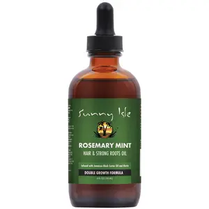Sunny Isle Rosemary Mint Hair and Strong Roots Oil 4oz - Infused with Biotin & Jamaican Black Castor Oil for Dry Scalp & Split Ends