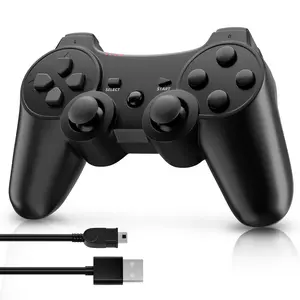 Wireless Controller For PS3/PC/Laptop, Wired for PS2, Gaming Accessories, With Double Vibration, Six Axis Gyroscope, Gamepad, P3 Black