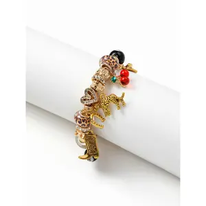 Cider LEOPARD PRINT & BILLIARD BALL & CHERRY BRACELET