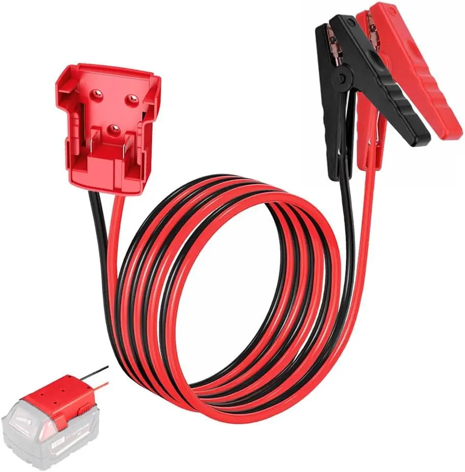 Jumper Cable Clamps Compatible with Milwaukee M18, 6FT 8AWG Copper Silica Gel Tinned Copper Wire, 18V Battery Jump Starter for Mid-Size Cars, Light Trucks, Off-Road Vehicles, RVs, 392℉ (200℃) Power Tool Accessory