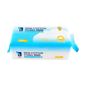 ITO Japan Premium 100% Cotton Thick Face Towel - 100 Sheets, Dual Use for Wet & Dry