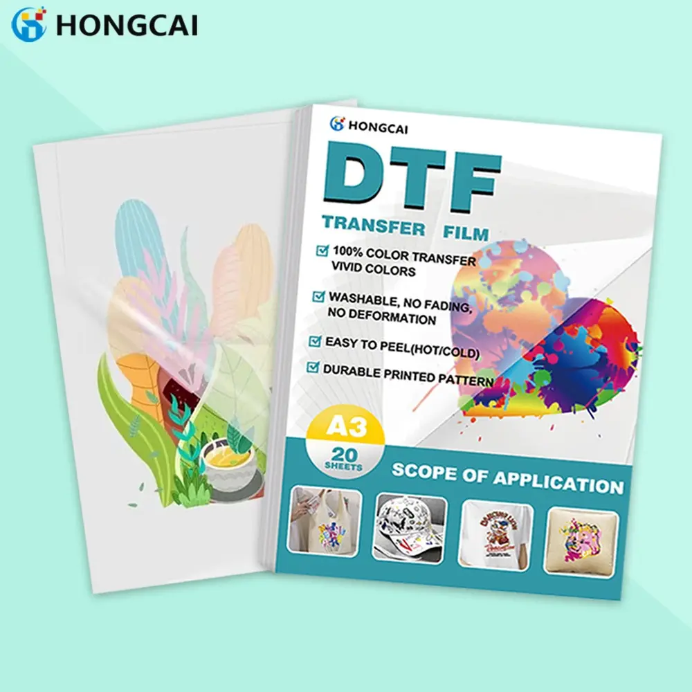 20 Sheets DTF Transfer Film Paper A3 Dual-Sided Pet Material Cold/hot Peel off Printing for T-Shirts Textiles DIY Transfers Easy to Peel Washable No Deformation No Fading