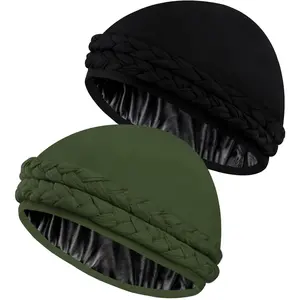 Luxurious Satin Lined Halo Turban for All - Pre-Tied Braid Head Wrap for Comfortable Sleep, Stylish Bonnet Durag for Men & Women - Perfect Nighttime Accessory