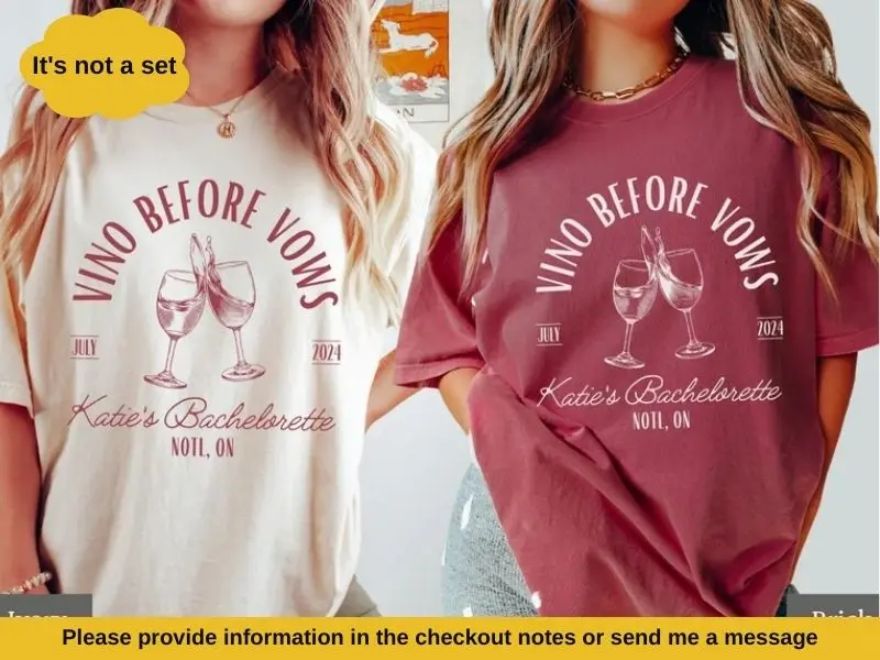 Wine Bachelorette Party, Custom Winery Bachelorette Shirts, Vino Before Vows, Personalized Bach Tees, Vineyard Bachelorette