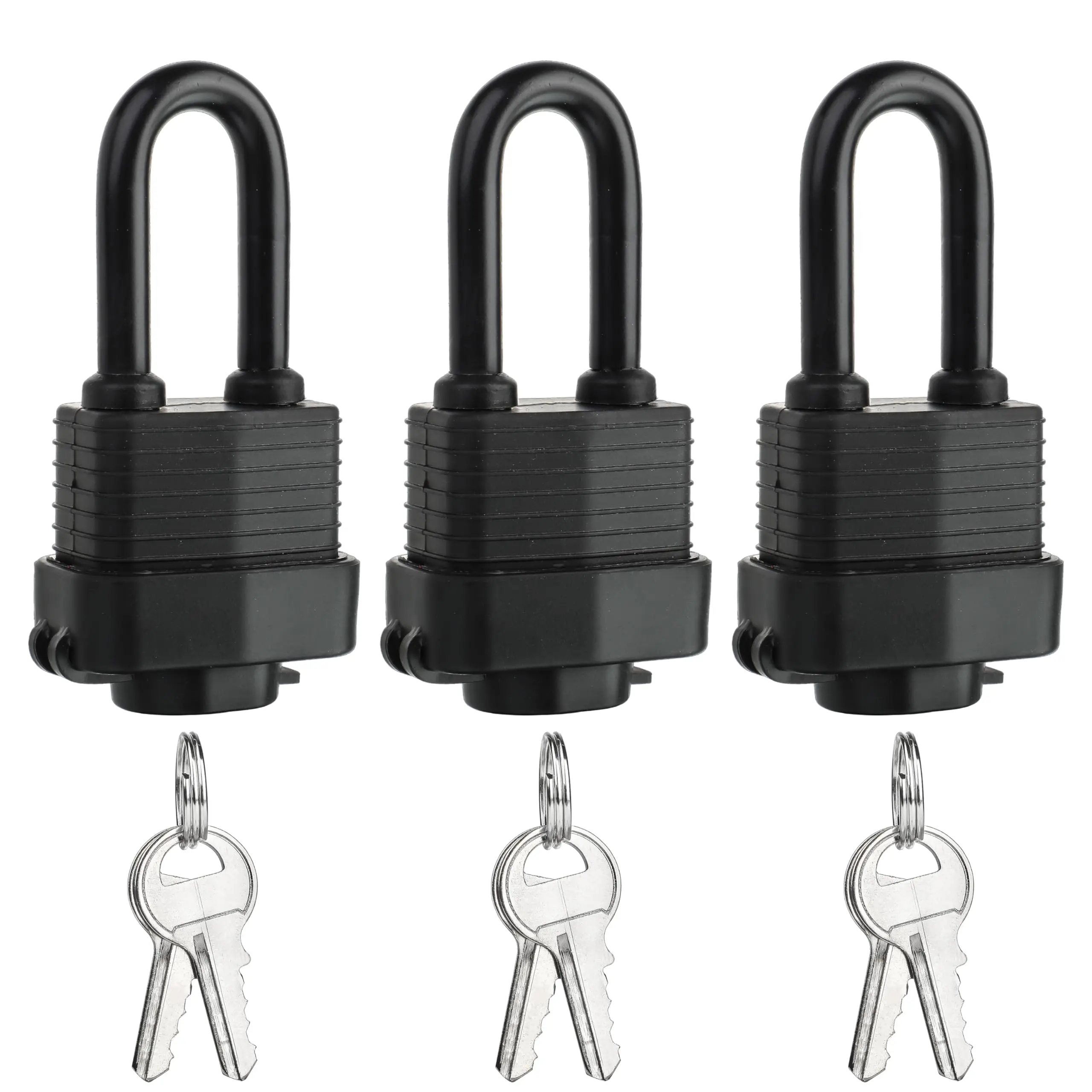 Waterproof Heavy Duty 40mm Laminated Steel Padlock with Keys for Outdoor & Indoor Use, Keyed Alike (Pack of 3), Anti Theft Padlock, Lock And Keys