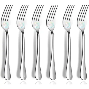 Dinner Forks, Set of 6 Top  Grade Stainless Steel Silverware Forks, Flatware Set,8 Inches, Mirror Finish & Dishwasher Safe,  Apartment Essentials Cutlery Set