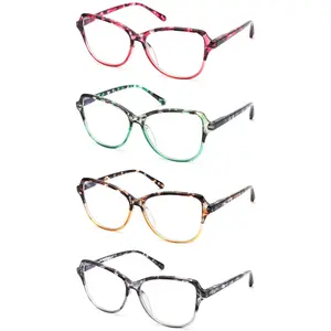 DEAAOK 4 Pack Reading Glasses for Women BlueLight Blocking Readers Spring Hinge Fashion Lady ComputerEye Glasses