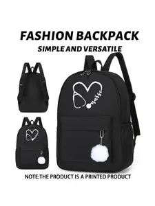 Cute Casual Large-Capacity Backpack, Casual Printed Backpack, Heart-Shaped Stethoscope Medical Nurse Print, Unisex Everyday Travel Commuting Work Bag, Birthday Gift