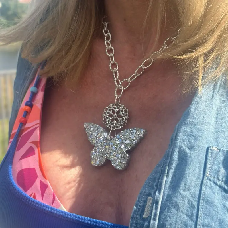 Wear Your Soul The Reflection Butterfly Reiki-Infused Mirror Pendant - Symbolizing Transformation, Self-Love & Manifestation