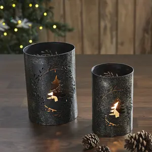 Votive Candle Holder Christmas Tree Wreath Set of 2