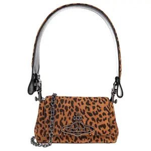 Vivienne Westwood HAZEL Leather Crossbody Bag with Iconic Metal Logo for Women in Brown