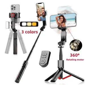 C09 Single Axis Gimbal Stabilizer, Selfie Stick, Foldable Wireless Tripod, Bluetooth-compatible Shutter, Rotatable, Magnetic Light, Vlog, Live Stream, Video Recording