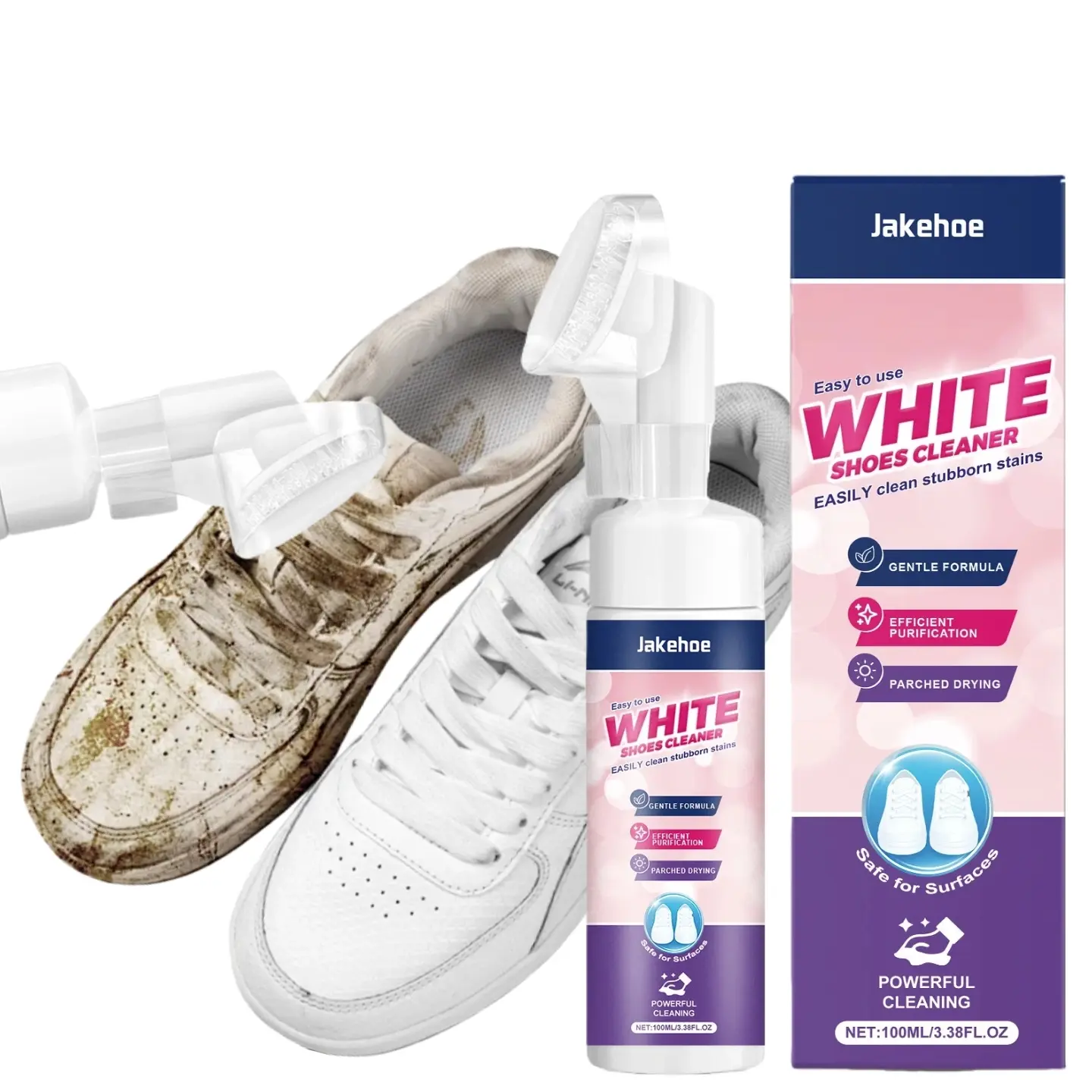 3-in-1 Sneaker Cleaning Kit - For Leather, Canvas & Rubber, Restores White in Seconds, No Water Needed, Dry Foam Technology, On-the-Go Use, Shoe Foam Cleaner, Footwear Cleaner, White Shoes Cleaner