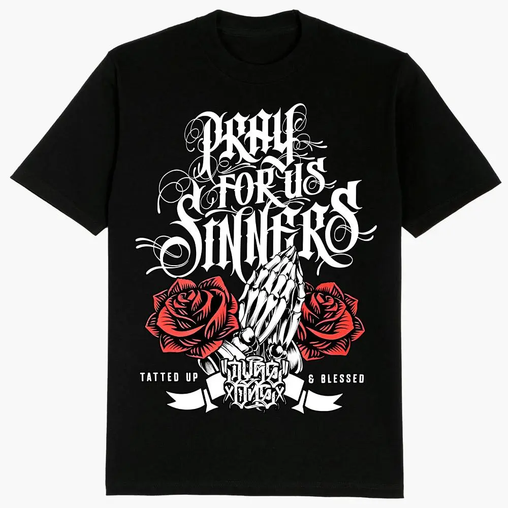 Men's Cotton Round Neck T-Shirt - Tatted Chicano Chicana Art Cholo Chola Fashion Top, Casual Streetwear Casual Wear, S-5XL, Ideal for Daily Life & Work, Tshirt, Multi-Size, Regular, Standard Fit, Handwash Safe, Shorts, Menswear