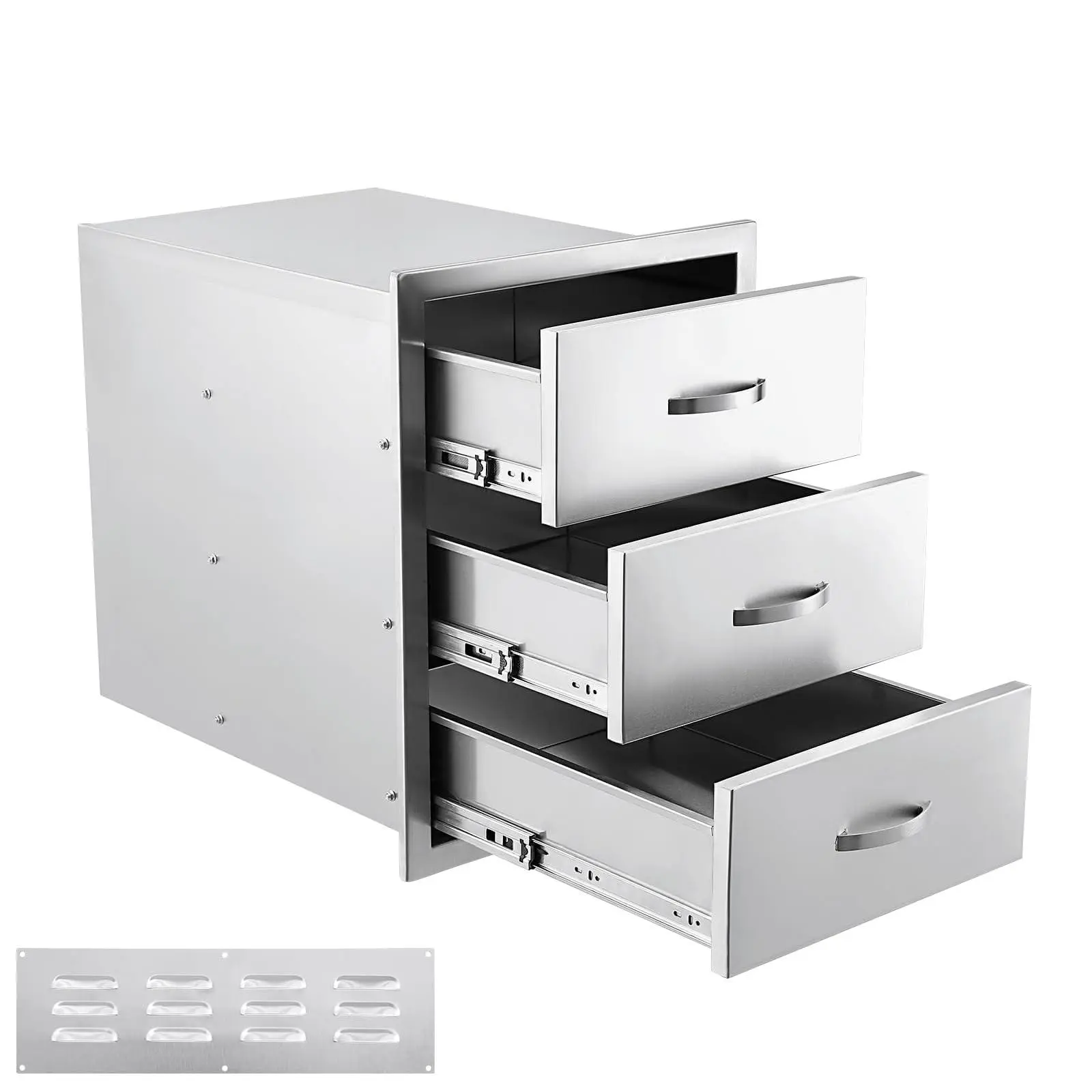 Outdoor Kitchen Drawers - Stainless Steel Drawer BBQ Drawer with Divider - Enclosed Built-in Drawer Flush Mount for Outdoor Kitchens & BBQ Island, 18Wx 23D x23H Inch