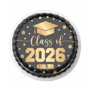Baking Edible Image Cake Topper on Sugar Paper - 2026 Graduation Design, Ideal for 8, 9, 10-in Cakes