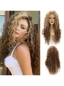 Women's Fashion Wig, Heat Resistant Styling, Breathable Rose Mesh Cap, Long Wavy Hairband Wig, Synthetic Curly Wigs, Synthetic Wavy Curly, No Glue Design, Suitable for Daily & Party Wear
