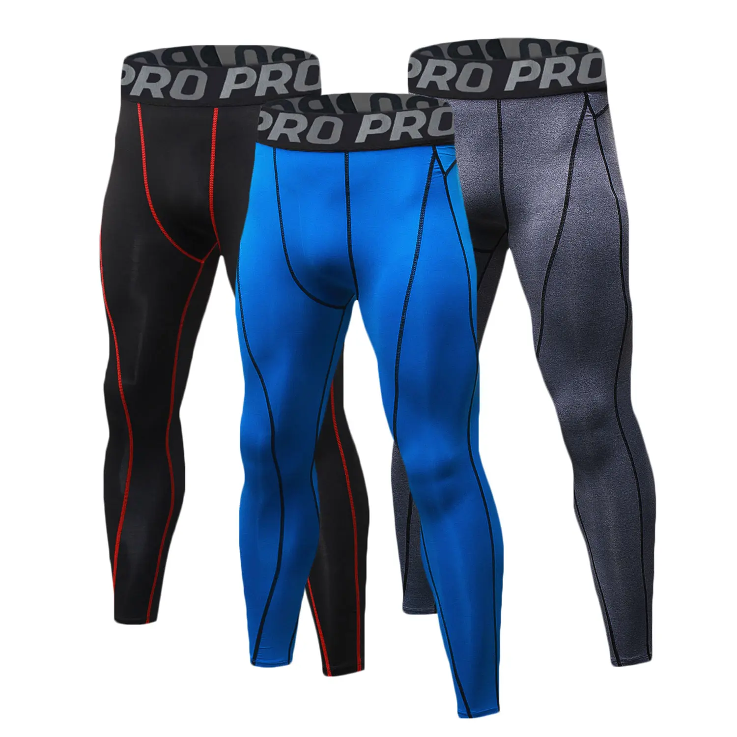3 Pack Men's Workout Compression Pants Quick Dry Yoga Gym Tights Baselayer for Running Basketball Fitness