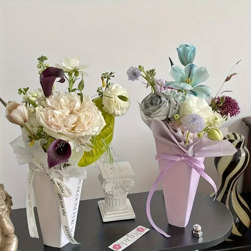 10 Pack Multicolor Handmade-Style DIY Flower Box & Gift Packaging - & Flower Paper Bouquet Boxes Suitable for Decor Gifts, Customizable Gift, Mother's Day, Teacher Gifts, Florist Use - DIY Craft Gift Boxes Gift Package Gift Wrapping