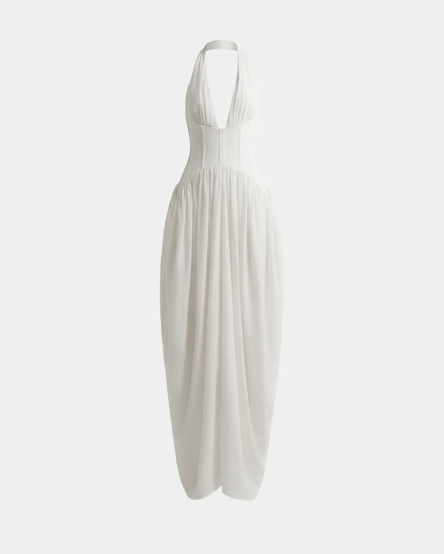 The Halter Corset Gown – Women's Chiffon Halter Corset Maxi Gown with Boning and Slit, Evening Dress
