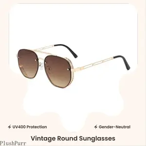 Unisex Vintage Round Sunglasses, 2026 New Arrival - Retro Chic Tortoiseshell Zinc Alloy Frame, UV400 Lightweight Lenses, Fall Outdoor Streetwear Essential, Womens Sunglasses